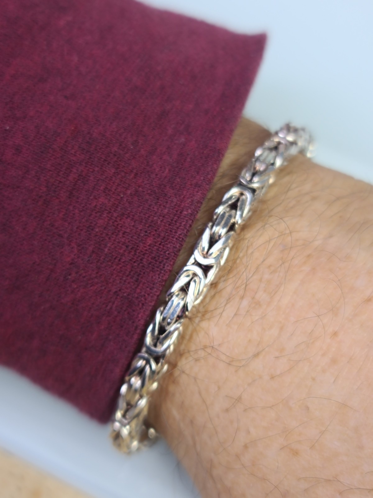 Sterling 925 Solid Silver Byzantine Chain 5mm Bra… - image 2