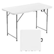 Uimoso 4 Ft Foldable Plastic Table with Handle for Indoor and Outdoor Use