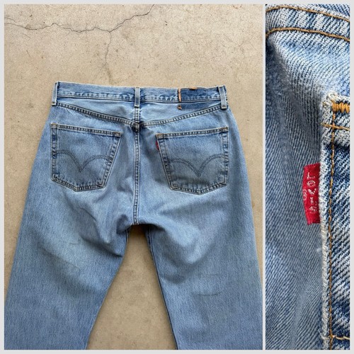 Vtg Levis 501 Blue Denim Jeans W 34 - 35 L 34 Button Fly Red Tab Y2k Grunge 2005 - Picture 9 of 23