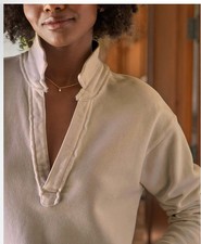 New Frank  Eileen Patrick Triple Fleece Toasted V-Neck Sweatshirt L