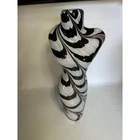 Vintage Murano-Style 17" Art Glass Female Torso - Zebra Stripe Decor Vase