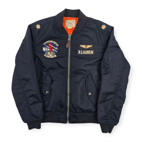 Polo Ralph Lauren MA-1 Military Patch Flight Bomber Jacket Blue Men's Small