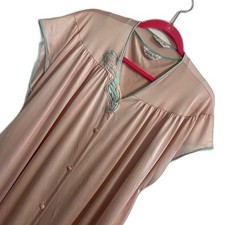 Vintage L Peignoir Nightgown Robe 2 Pc Set Pink Coquette Dainty Fairy Retro b227