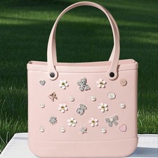Cute Beach Bag Charms for Bogg Style EVA Tote Silicone Summer Accessories Set