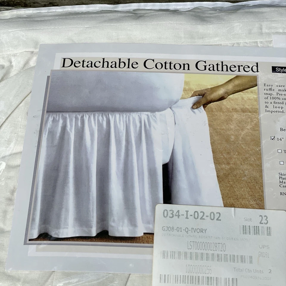 NUEVA Falda de Cama Company Store Talla Queen 14” Algodón Caída Marfil Reunida Desmontable Foto 2 de 4
