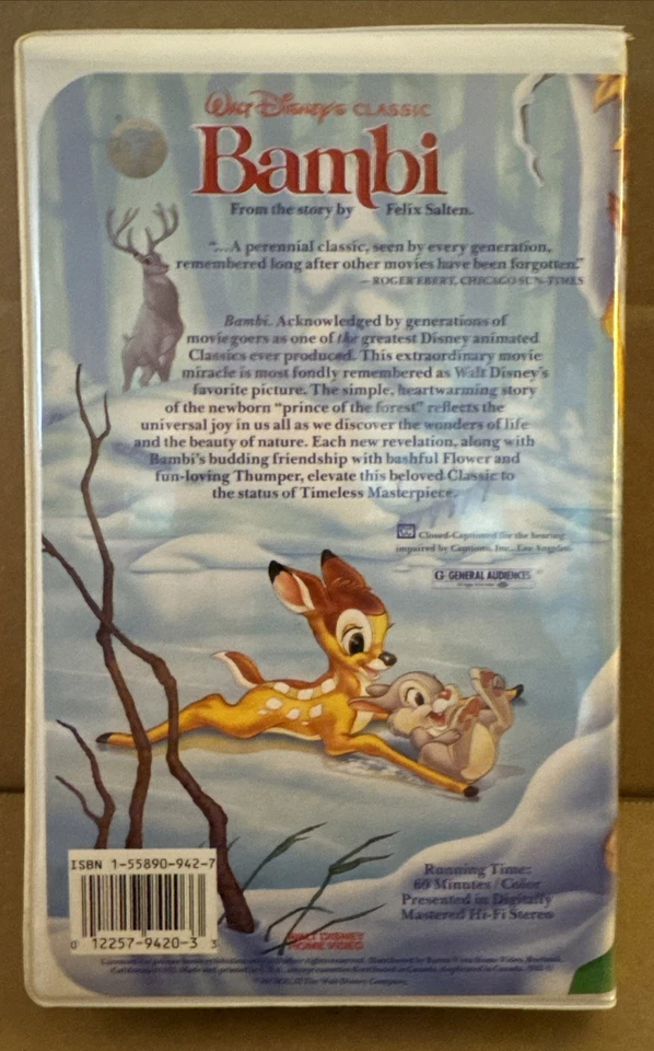 Rare Disney Black Diamond Bambi VHS Tape With Red Signature Case & Hologram. - Image 3 of 4