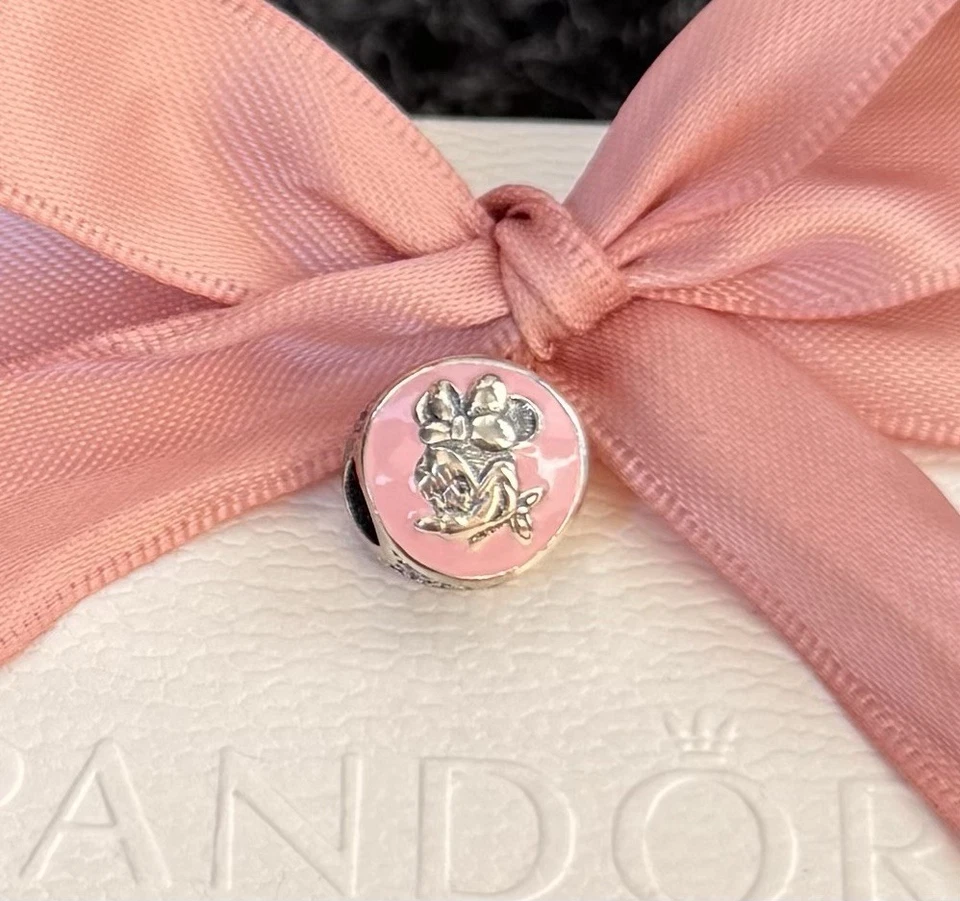 Original Pandora Charm „Vintage Minnie Maus“ rosa, 925 Silber #797170EN96