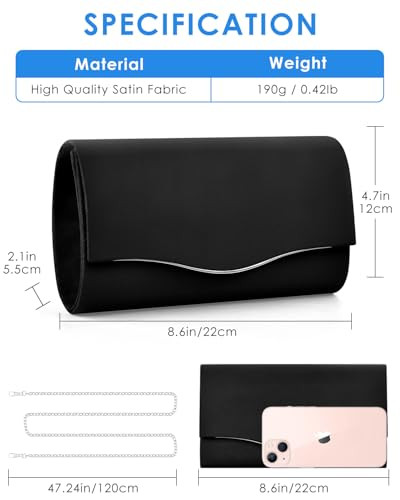 Carteras sin asas para mujer, bolsos de noche formales gamuza sobre de hombro negro - Imagen 2 de 7