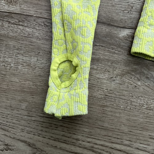 Free People Movement Quarter Zip Pullover Womens XSmall Lime Leopard Workout New - Picture 4 of 11
