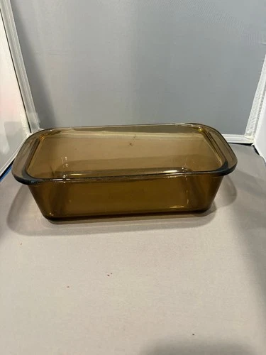 USA Vintage 1.5 L Pyrex Corning Ware 213 Amber Glass Bread Loaf Baking Dish Pan