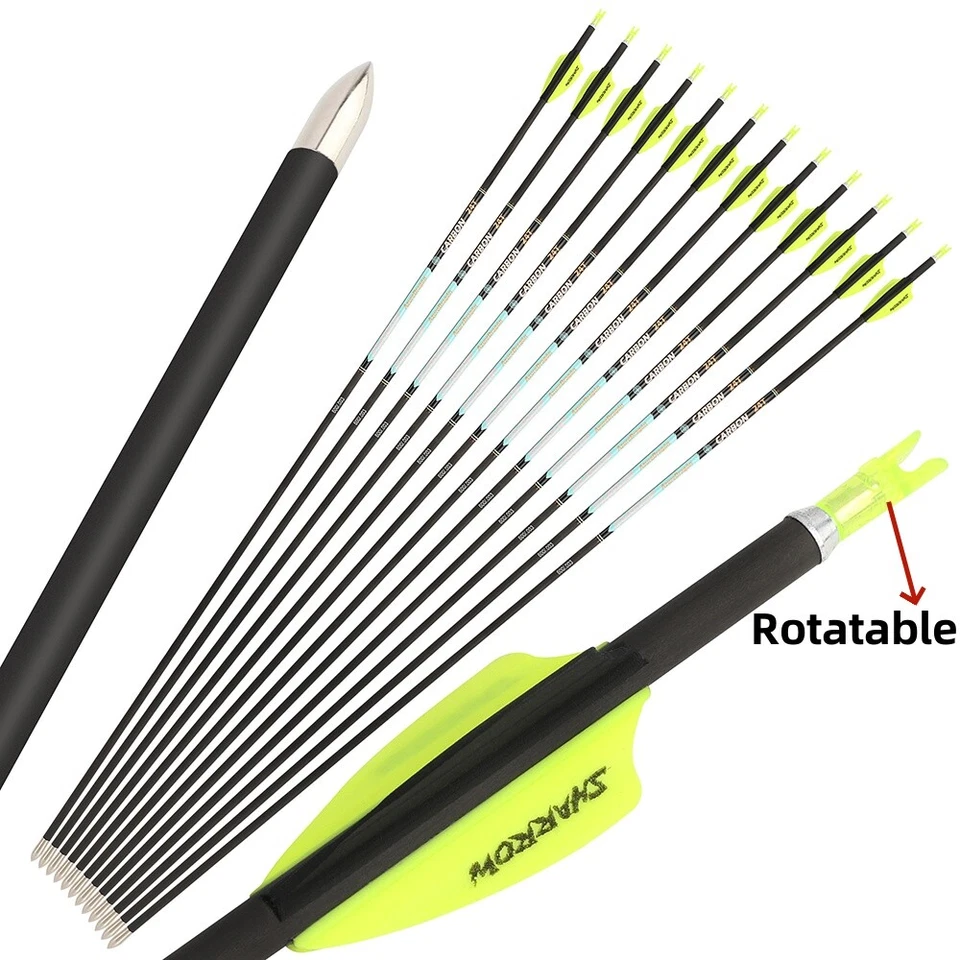 32" Archery Pure Carbon Arrows SP300-1000 Vanes .0001 Compound RecurveBow Target - Image 4 of 4