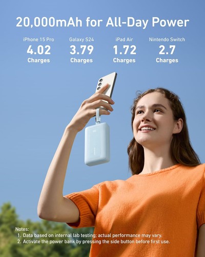 Anker Zolo Power Bank 20000mAh 30W Portable Built-in Dual Cable for iPhone 16/15 - Picture 3 of 6