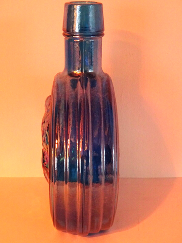John F Kennedy Wheaton Blue Carnival Glass Commemorative Decanter JFK - Picture 3 of 7