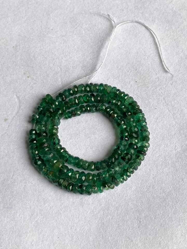 Натуральный замбийский изумруд тонкий 3-5,5 мм граненый круглый бусина прядь подлинный 12 дюймов - Изображение 4 из 4