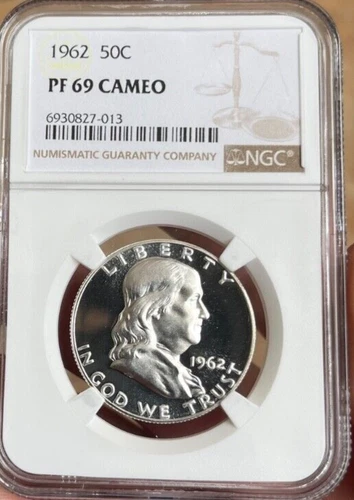 1962 NGC PF69  CAMEO PROOF FRANKLIN HALF DOLLAR   Freshly Graded   Super Cameo