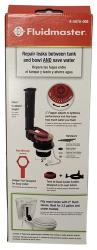 NEW FLUIDMASTER K-507A-008 UNIVERSAL 2" ADJUSTABLE TOILET FLUSH VALVE REPAIR KIT - Picture 2 of 5