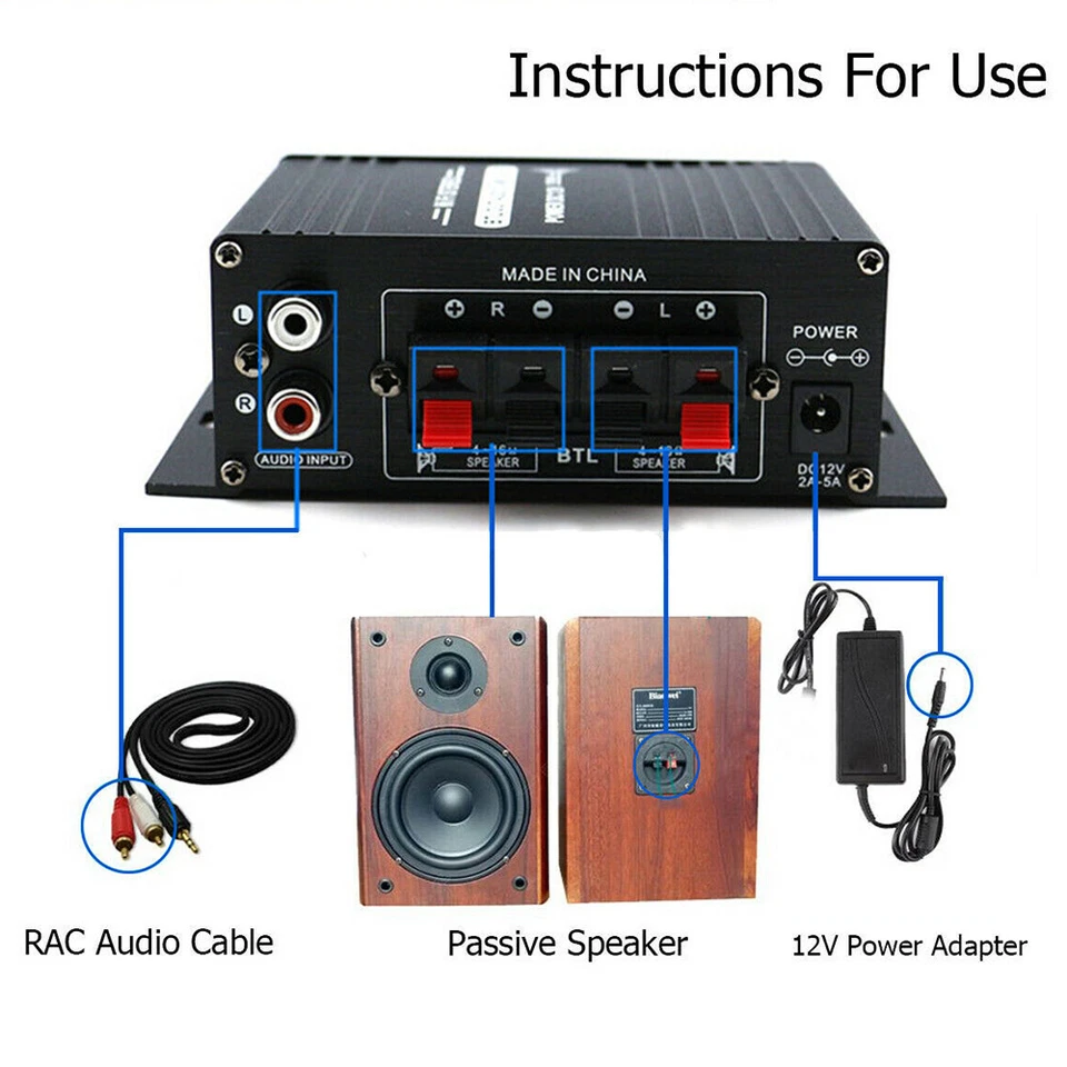 HiFi Verstärker Auto 12V 400W Aluminium Audio Stereo Mini Power Car Amplifier - Bild 2 von 4