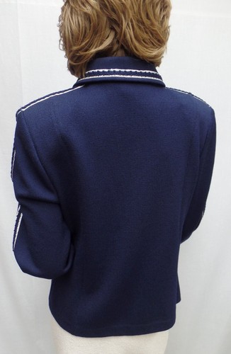 St. John Knit COLLECTION NWT Navy White LOGO Princess Collar JACKET SZ 8 - Picture 7 of 8