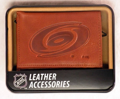 Carolina Hurricanes NHL Embossed Brown Leather Trifold Wallet - Image 3 of 4