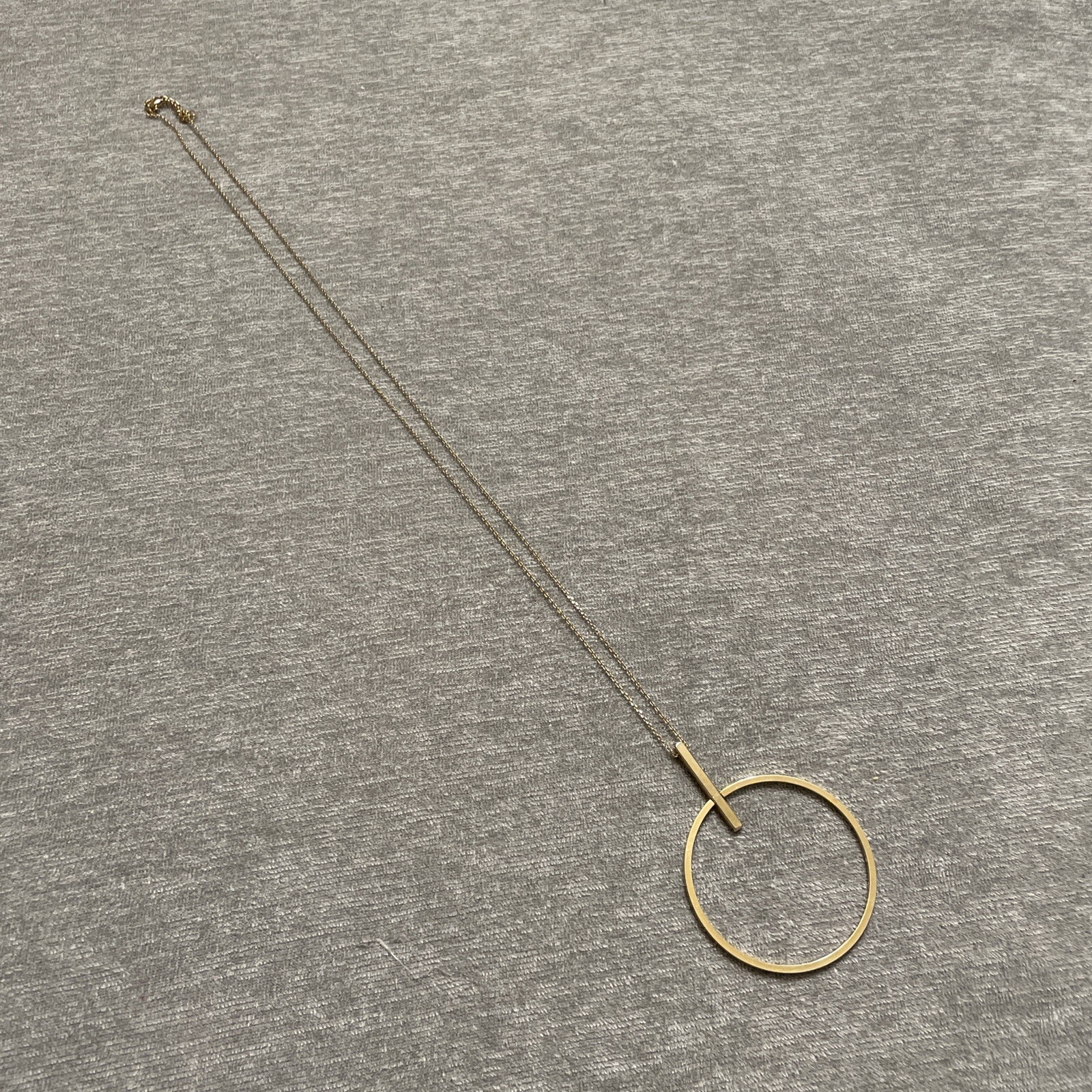 Simple Large matte gold tone openwork pendant lar… - image 4