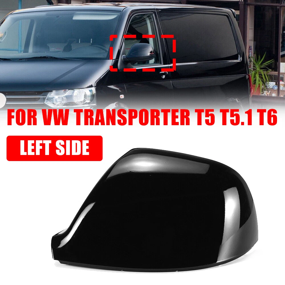 1PCS LEFT SIDE FOR VW TRANSPORTER T5 T5.1 T6 WING MIRROR COVER CAPS GLOSS  BLACK