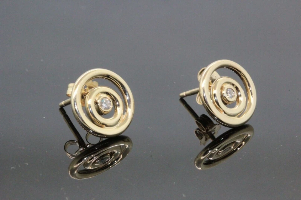 Aretes vintage de oro amarillo de 14 k con halo de diamantes joyería Swarovski Foto 2 de 4