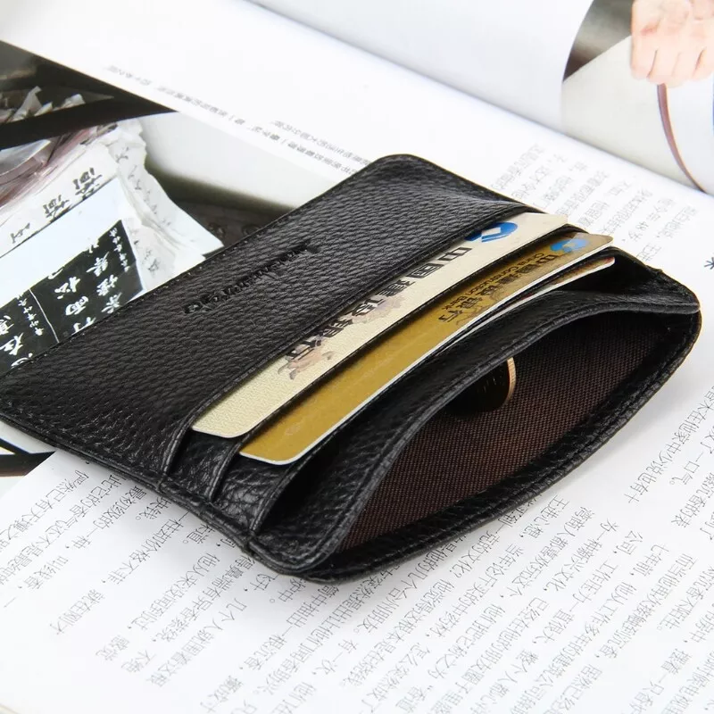 Slim Womens Mens Leather Wallet Money Clip Coin Purse Credit Card Holder  Slots