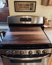 27"×21" Stove Cover Made With American Black Walnut, Red african Padauk, Maple