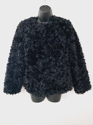 Donna Salyers Fabulous Furs Coat XS Black Faux Fur Lined Womens NEW