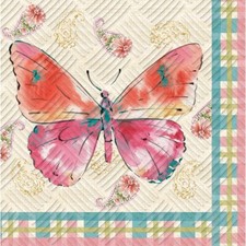  2 Paper Beverage Napkins for Decoupage/Mixed Media - Watercolor Butterflies 