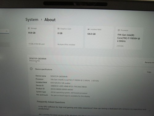 Dell Precision 15.6" 7560 i7 11850H 2.50GHz 64GB 2x 512GB SSD W11PRO RTX A4000 1 - Afbeelding 4 van 15