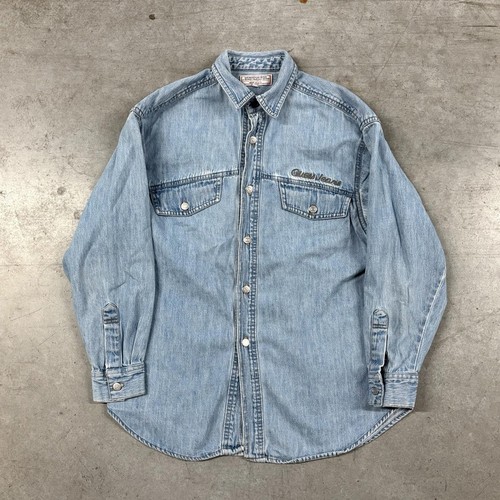 Vintage 90s Guess Jeans Embroidered Logo Button-Up Denim Shirt Small