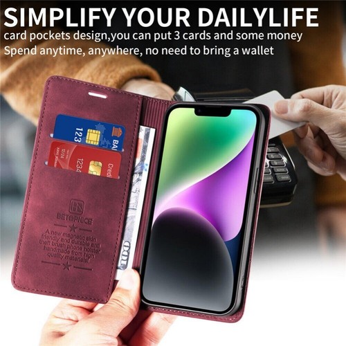 For iPhone 16 15 14 13 12 11 Pro Max Plus Leather Wallet Case Flip Magnet Cover - Picture 39 of 76