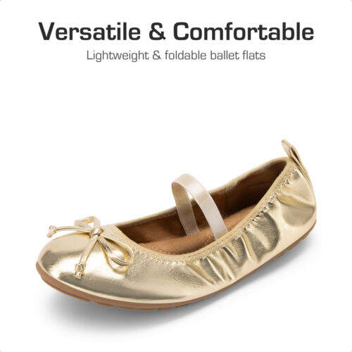 Girls Lightweight Mary Jane Flats Comfortable Slip On Ballet Flat Shoes - Picture 34 of 39
