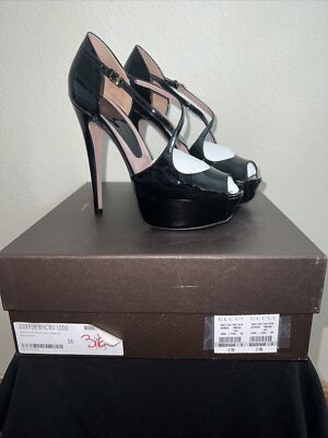 希少 EU37 GUCCI グッチ パンプス 黒レザー Crystal 260A 希少 EU37 GUCCI グッチ パンプス 黒レザー Crystal 260A