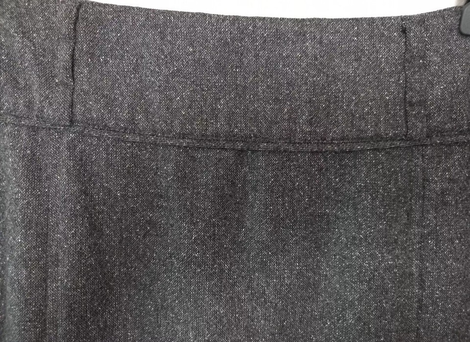 Monsoon Grey White Mix Wool Silk Blend Pockets Knee Length Skirt Size