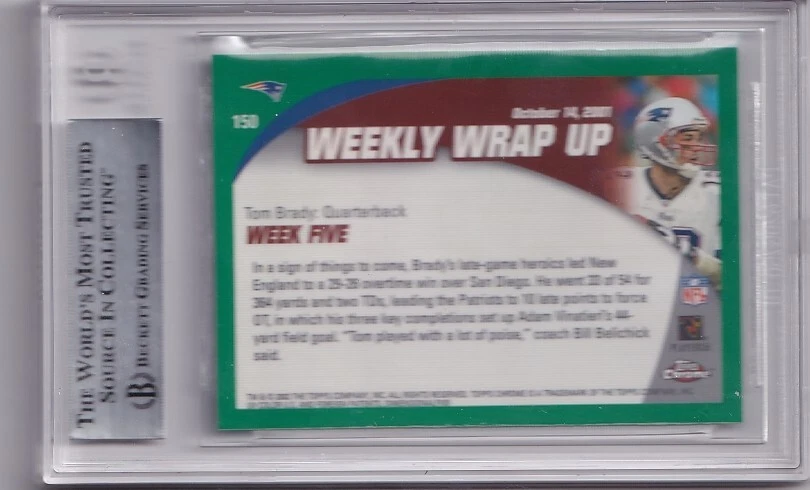 2002 Topps Chrome #150 Tom Brady WW Graded BGS 8.5 NEAR MINT - MINT - Image 2 of 2