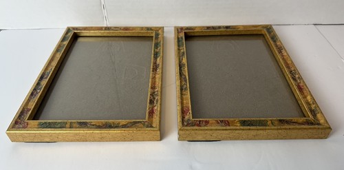 5x7 Set Of 2 Intercraft Green Floral Speckled Gold Picture Photo Frame - Picture 14 of 18