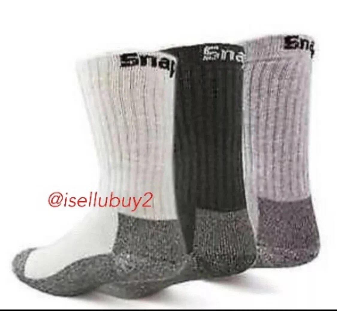 6 Pair Black Snap On Crew Socks Lrg Proudly made in USA free shipping included