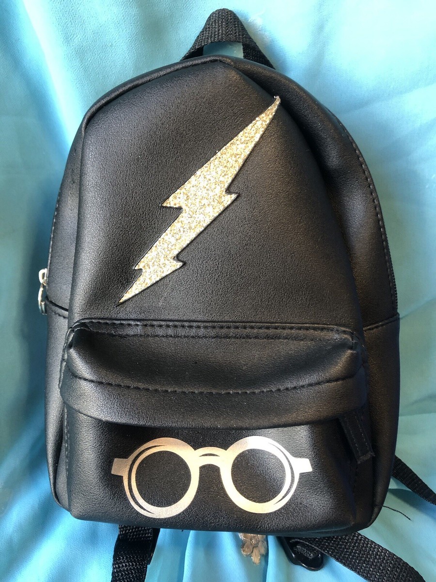 harry potter black lightning bolt mini backpack - 10" Exclusive Woven Small Backpack with Front Pocket filled to the brim with wizardly symbols and emblems NEW Harry Potter Loungefly Mini