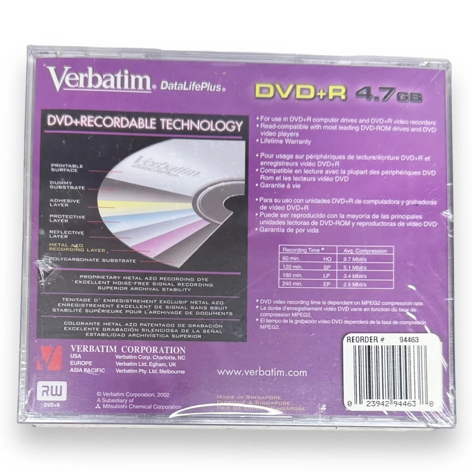 Verbatim DVD + R Recordable 4.7 Gb Video Discs With Jewel Cases Lot Of 36 Sealed - Image 4 of 4