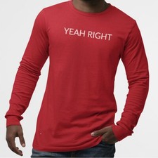 YEAH RIGHT UnisexTshirtLongSleeve-Simple Minimal Printed One Liner