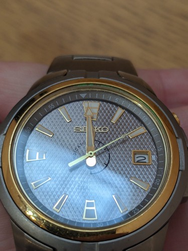 Reloj de buceo de lujo para hombre Seiko Kinetic Titanium 5M62-0C10, 100 m - Imagen 7 de 9