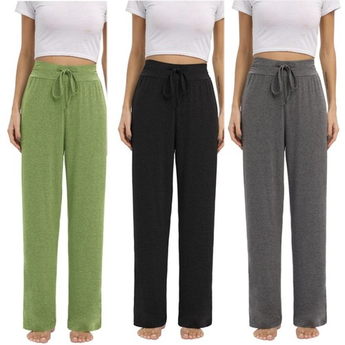 Women's High Waist Wide Leg Palazzo Bell Bottom Yoga Pants Flare Pants Trousers