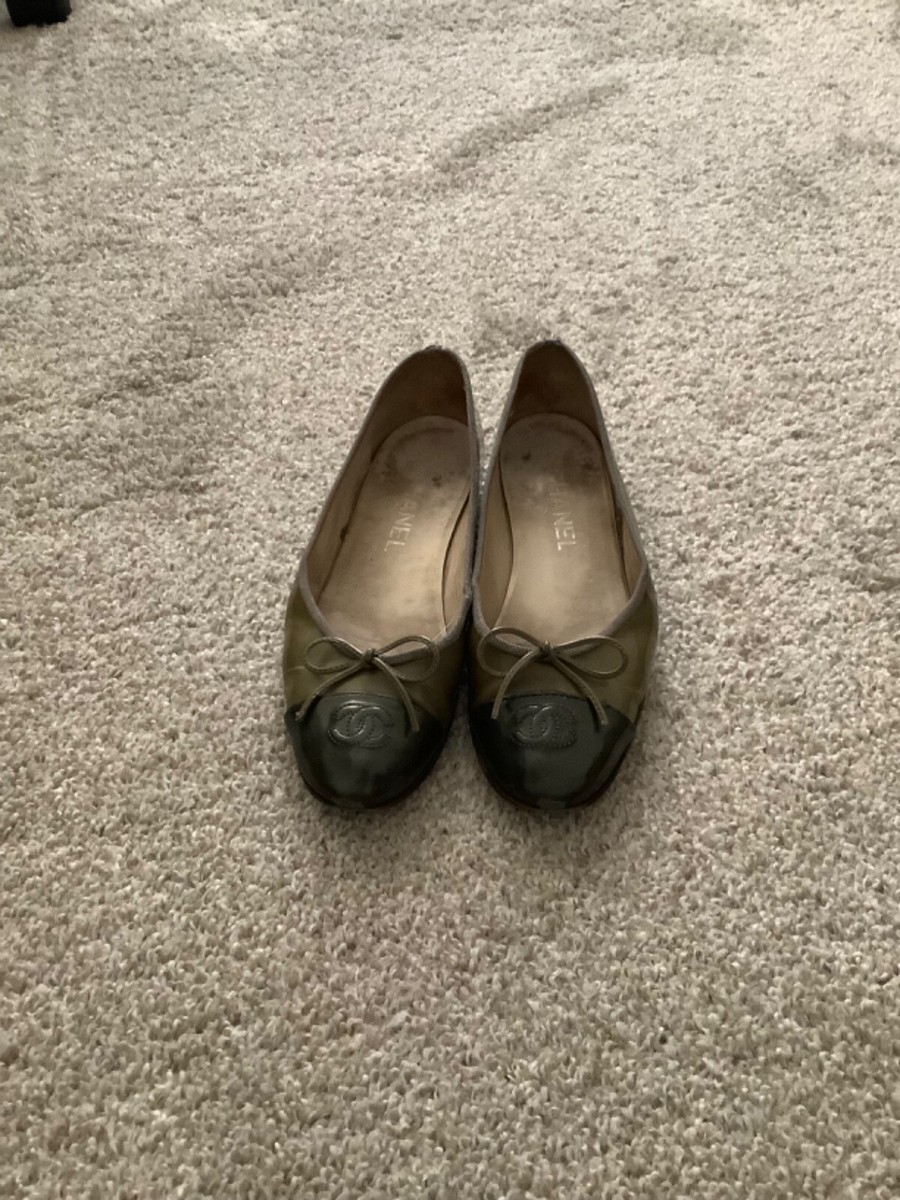 Chanel Green/Black Cap Toe Ballet Flat Size 36 | eBay