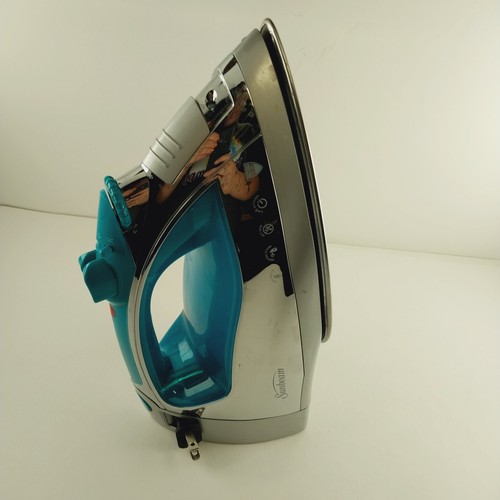 Sunbeam Steam Master Iron Retractable Cord Tested Works 1400 W Blue Chrome - Picture 2 of 8
