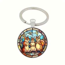 Beautiful Sweet Little Squirrels Keyring Bag Charm Squirrel Lovers Gift