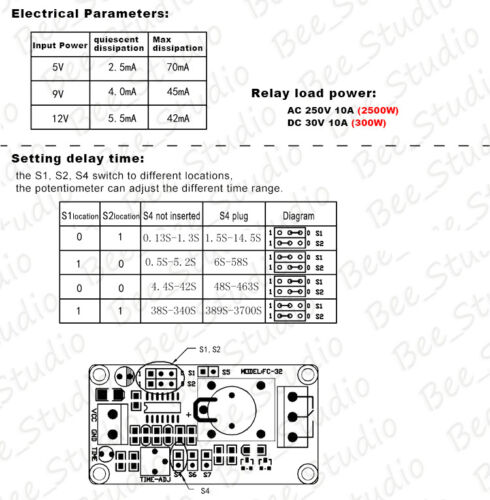 DC 5V 9V 12V Adjustable Delay Timing Timer Turn On Off Time Relay Switch Module - Picture 12 of 15
