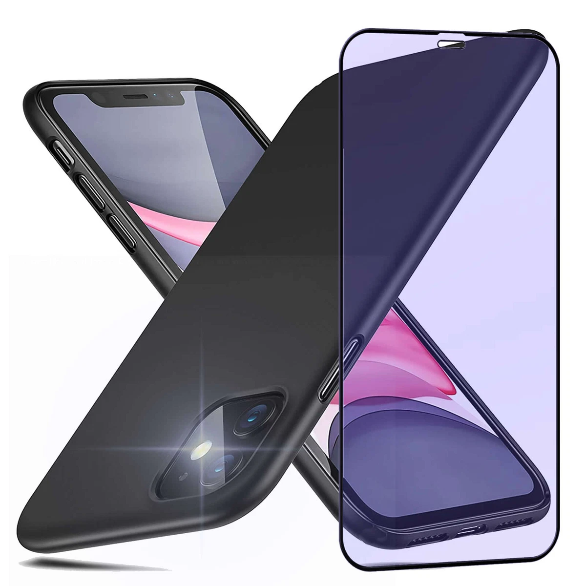 Miagon 360 Gradi Full Body Cover per iPhone XS Max,Davanti e Indietro Trasparente Protettiva Custodia con Protezione Schermo Doppia Case,Nero