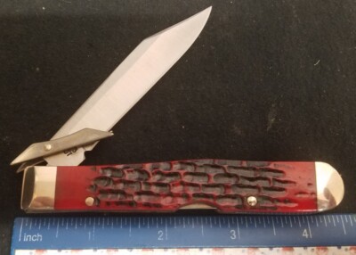 Remington UMC R1373 Renegade Bullet Lockback Knife, Jig Red Bone